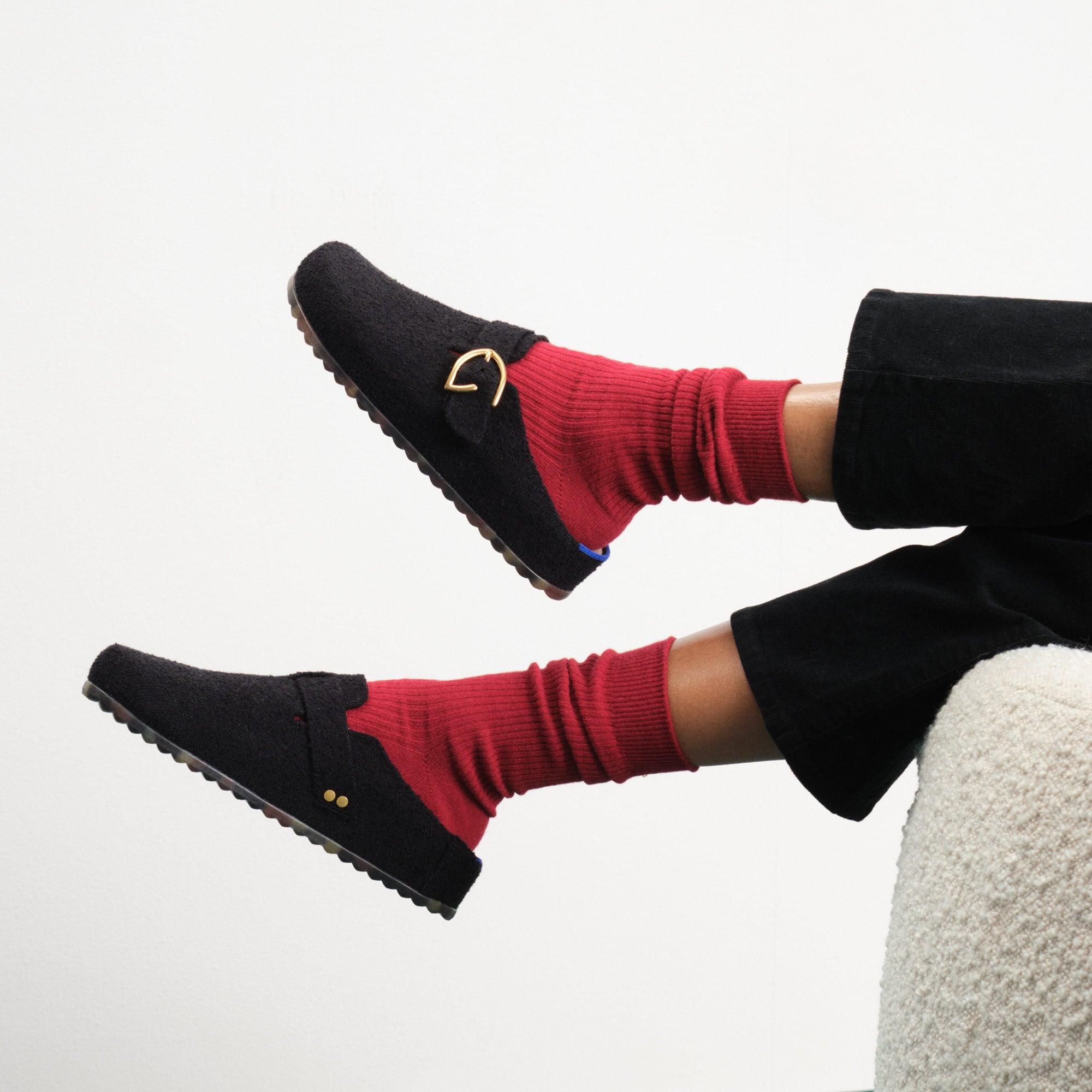 The Buckle Clog - Soft Black Bouclé - Image 3